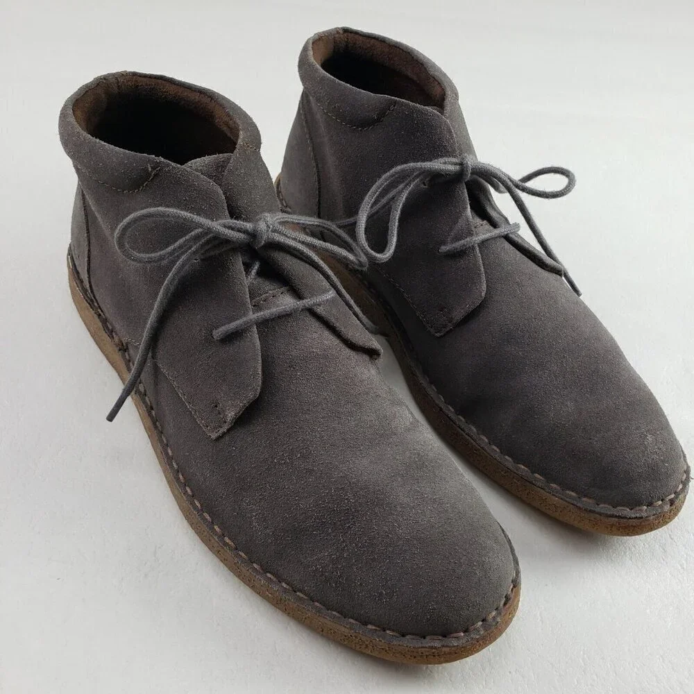 Born Sampson Suede Chukka Boot Mens 11 Gray Lace Up Comfort Ankle Shoe